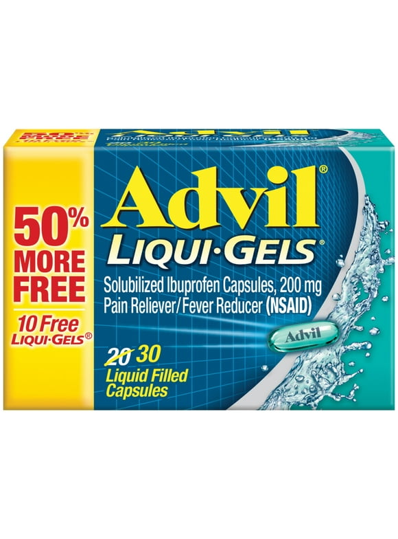 Advil Liqui-Gels Pain Reliever and Fever Reducer, Ibuprofen 200Mg for Pain Relief - 20+10 Liquid Filled Capsules