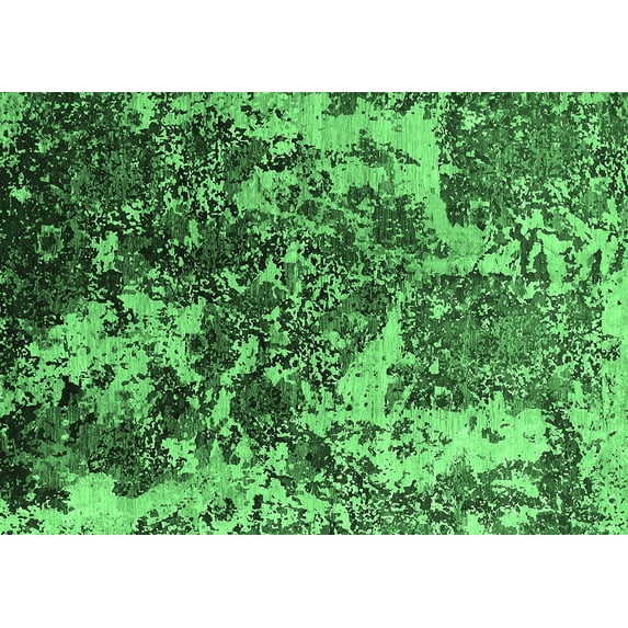 Ahgly Company Indoor Rectangle Oriental Emerald Green Industrial Area Rugs, 6' x 9'