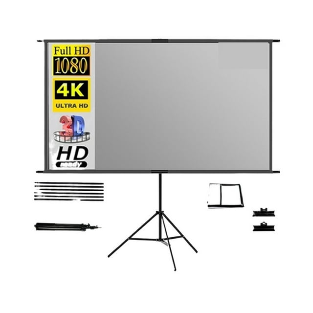 Projection Screen With Stand Grey Anti-Light 60 84 100 120 Inch For Home Theater Outdoor 4K HD Bracket Projector Screen ,Easy to Use