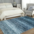 thumbnail image 3 of FairOnly Neutral Geometric Bohemian Area Rugs 5'x7' Washable Ultra-Thin Blue Rug for Dining Room Stain-Resistant Carpet for Family Room, 3 of 7