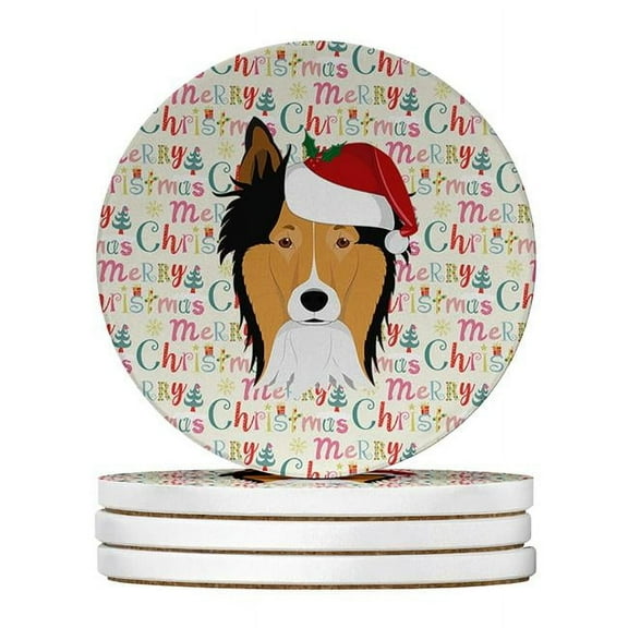 Caroline's Treasures WDK1452RCS4-PARENT Merry Christmas Large Sandstone Coasters Pack of 4, , multicolor