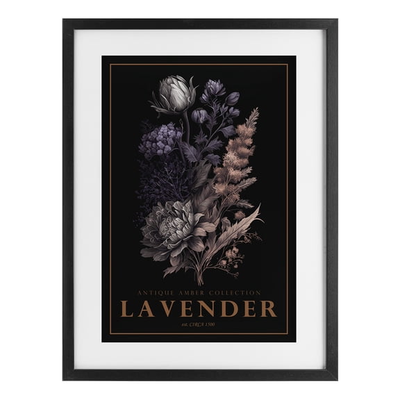 Stupell Industries Traditional Antique Lavender Light Black Framed Print Under Glass, 14 x 20, by Chris Giampietro