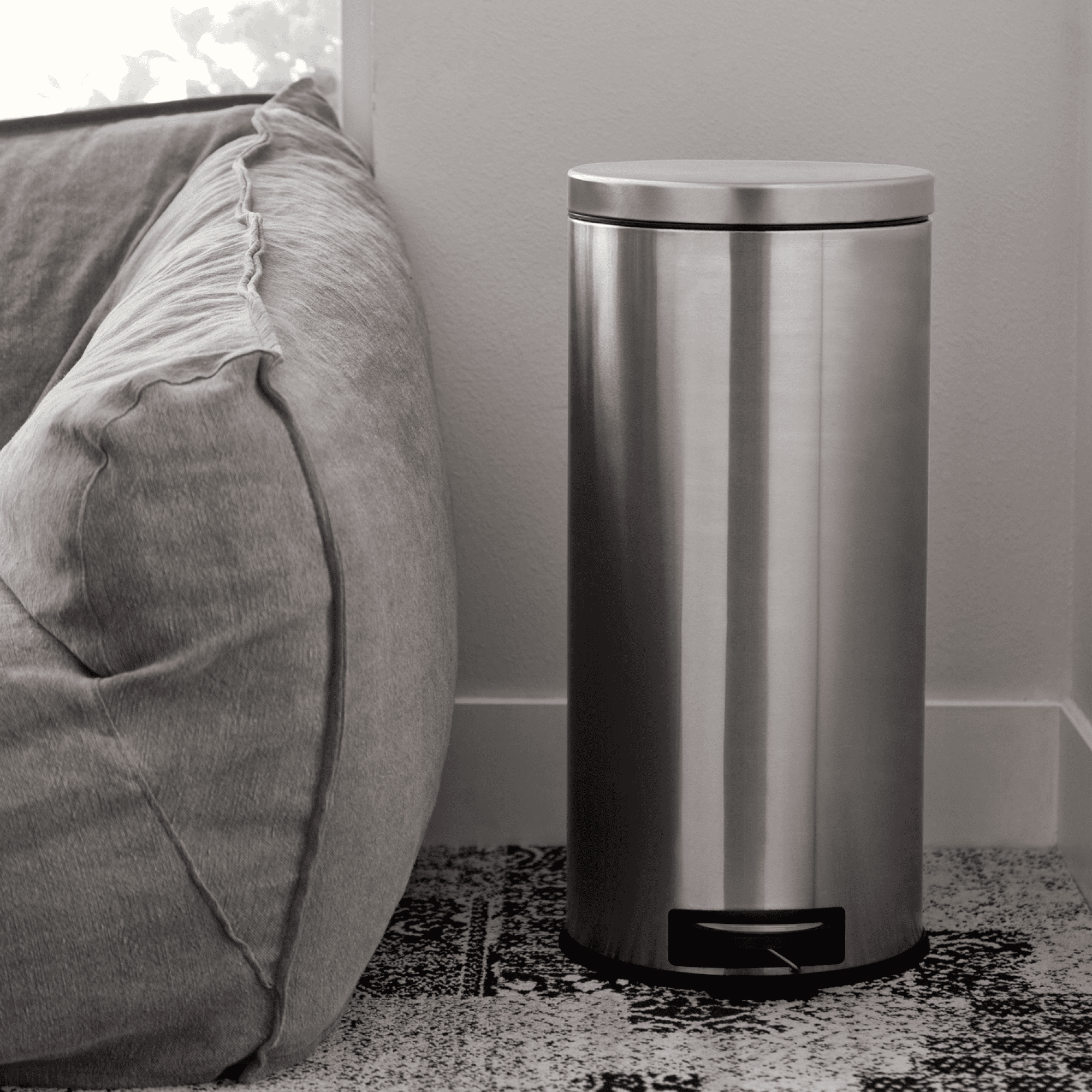 Nine Stars Kitchen Trash Can Combo, 13 and 1 Gallon Stainless Steel Step Garbage Bin with Soft Close Lid, Silver