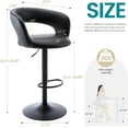 thumbnail image 3 of Brage Living Wide Bar Stool, Modern PU Leather Swivel Adjustable Barstool with Hollow Back and Arms, Upholstered Airlift Counter Height Bar Chair for Kitchen Dining (Black, Matte Black Base), 3 of 17