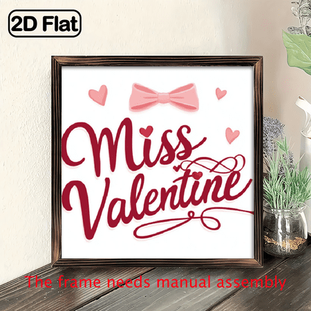 1pc, Miss Valentine Vintage Wood Framed Wall Art, Farmhouse Style Decor for Living Room, Entryway, and Bedroom, Ideal for Home Decoration Desktop Decoration Housewarming Gifts Valentine's Day Gi
