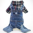 thumbnail image 1 of Ropa para mascotas Teddy bear dog mono de mezclilla a cuadros grande de cuatro patas primavera, otoño e invierno, 1 of 5