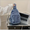 thumbnail image 3 of Sunyuer Women Vintage Denim Sling Bag, Lightweight Casual Crossbody Chest Bag, Multi Pocket Denim Fanny Pack Adjustable Strap Daypack for Travel Walking Commute, 3 of 7
