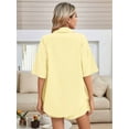 thumbnail image 5 of Women 2 Piece Outfit Summer Short Sleeve Top and Shorts Sweatsuit Set Yellow M, 5 of 7