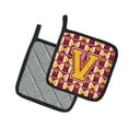 thumbnail image 2 of Carolines Treasures CJ1081-VPTHD Letter V Football Maroon and Gold Pair of Pot Holders, 7.5HX7.5W, multicolor, 2 of 2