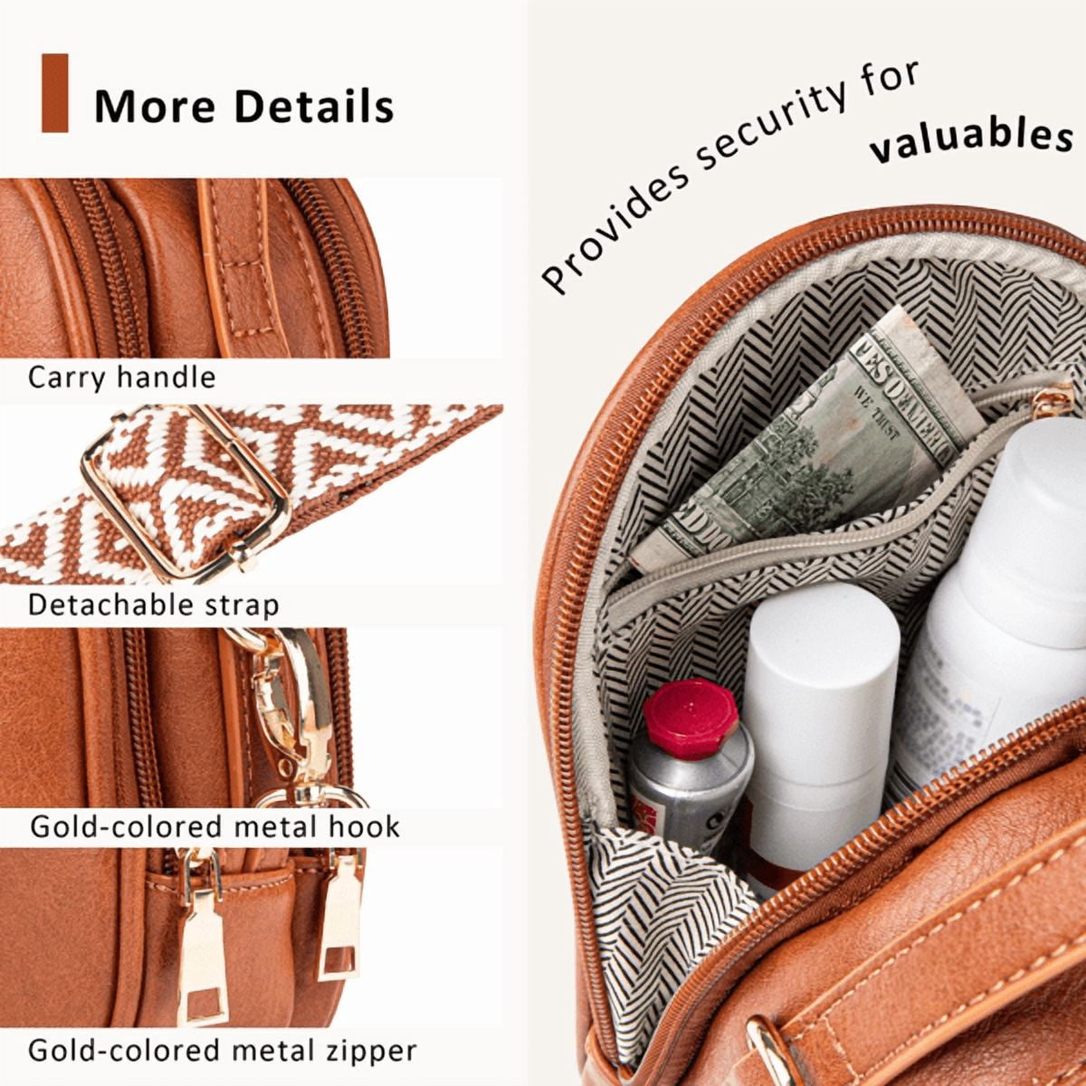 Olurrisa Small Crossbody Bag for Women with Handle and Adjustable Strap, Cell Phone Purse Cross body with 2 Zipper Pockets-Brown
