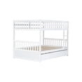 thumbnail image 4 of Full Over Full Bunk Bed w/ Trundle, White Rubber Wood, Ladder &amp; Guardrails, Converts to 2 Beds, Bedroom Furniture, American Design, Space-Saving, 4 of 22