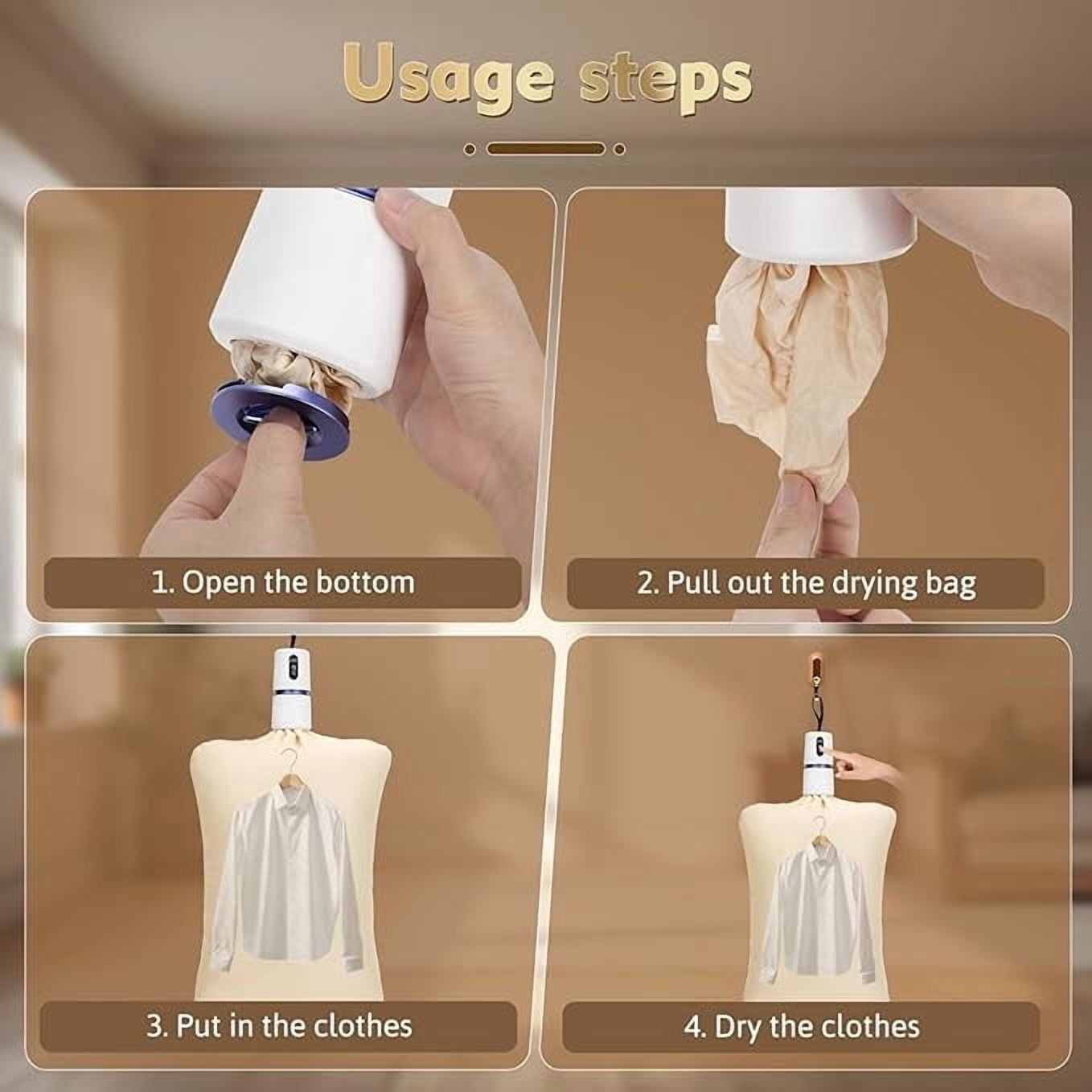 Cadancy Portable Clothes Dryer Mini Electric Drying Machine Compact Travel Garment Dryer with Timer for Baby Clothes Underwear Socks Dormitory Hotel Camping
