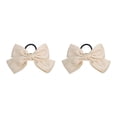 thumbnail image 4 of Bandeau Grand pour Cheveux, Pince à Ressort, Nœud Réglable, Multicolore, Sans Accroc, Porte-Queue, Épingles à Cheveux, Chouchous pour Filles, Beige, 2Ensemble, 4 of 6