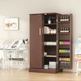 thumbnail image 3 of 47" Kitchen Pantry Cabinet, Modern Pantry Storage Cabinet with Adjustable Shelves, Kitchen Cabinet Buffet Cupboards Storage Cabinet for Home Office Use (Deep-Brown), 3 of 10