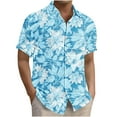 thumbnail image 3 of Yteetum Men's Short Sleeve Shirts Floral Print Hawaiian T Shirt Casual Button Down Short Sleeve Lapel Beach Summer T-Shirts, 3 of 7
