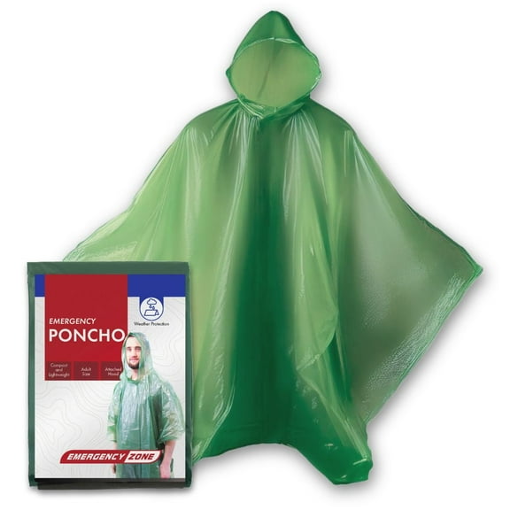 Green Adult Emergency Poncho for Outdoors