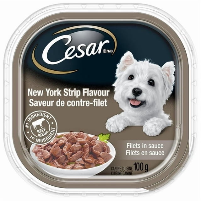 Cesar Filets en Sauce Saveur New York Strip Nourriture Humide Douce pour Chien, 100 g
