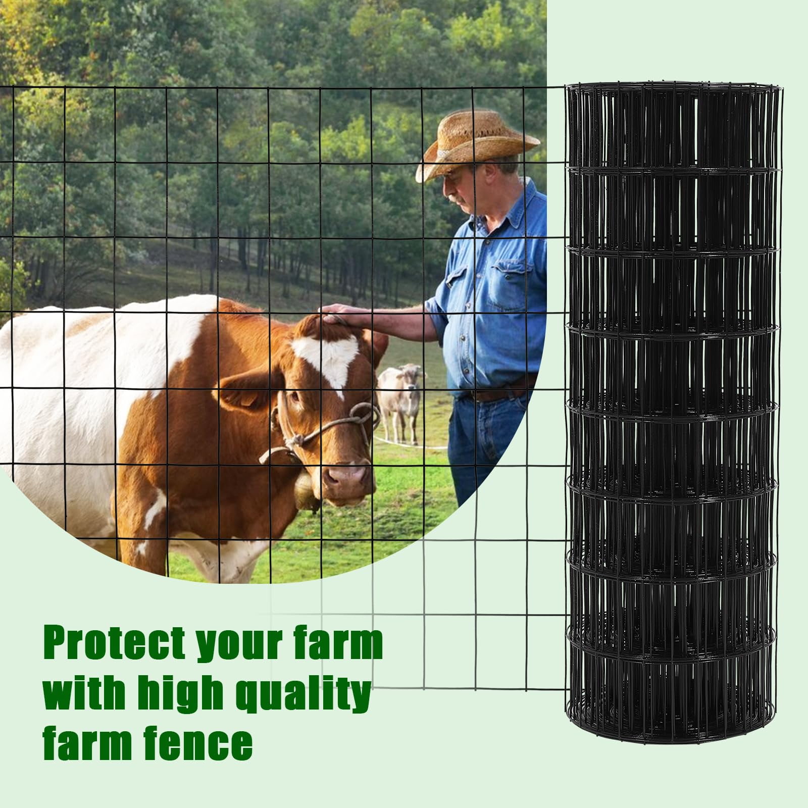 Hardware Cloth, Vinyl Coating Galvanized Steel Chicken Wire Fence Wire Mesh Fence Poultry Netting Garden Fence Tree Guard Rolls for Yard Vegetable Plant Protection