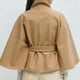 thumbnail image 5 of Ponchos con Mangas de Murciélago para Mujer, Abrigo de Lana con Cuello Alto y Cinturón, Chaqueta Corta de Invierno Caqui L, 5 of 6