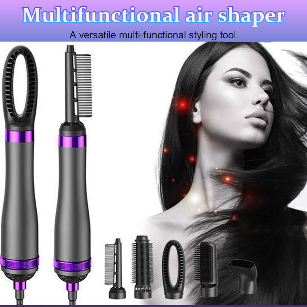 Yiliangx 6 in 1 Hair Dryer Brush,Detachable Multi-Head Blow Dryer, Hair Volumizer,One-Step Hot Air Brush for Straightening,Curling,Drying,Multifunctional Hair Dryer Styling Tool