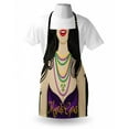 thumbnail image 3 of Mardi Gras Apron Young Woman with Party Dress and Necklace with Fleur De Lis Symbol Accessories, Unisex Kitchen Bib Apron with Adjustable Neck for Cooking Baking Gardening, Multicolor, by Ambesonne, 3 of 3