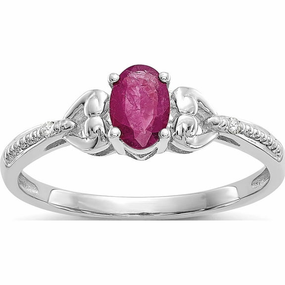 10K White Gold Ruby And Diamond Ring (Size 7) Made In India 10xb292