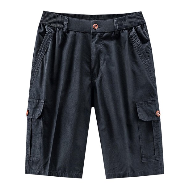 pstuiky Hombres bajos, Pantalones cortos deportivos de moda para hombre, multibolsillos, informales, de verano, con cintura elástica Pantalones cortos de entrenamiento