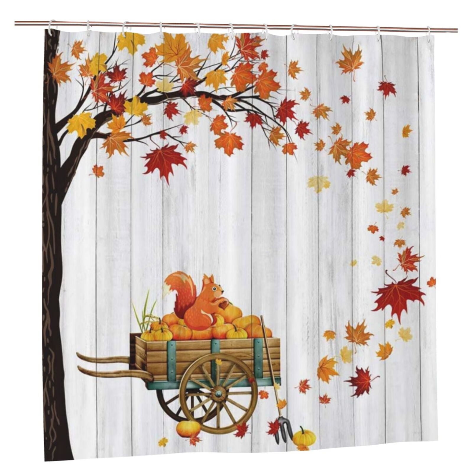 Fall Shower Curtain Thanksgiving Pumpkin Shower Curtain, Farmhouse