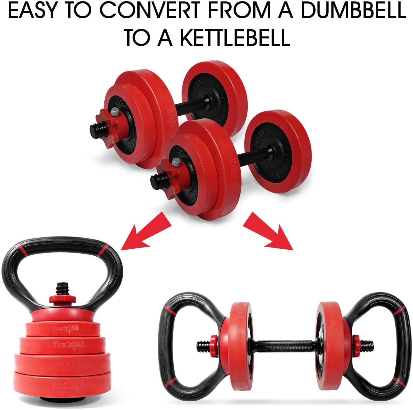 Yes4All Adjustable Kettlebell Handle for Weight Plates Fits 1 /& 2-inch Plates for sale online