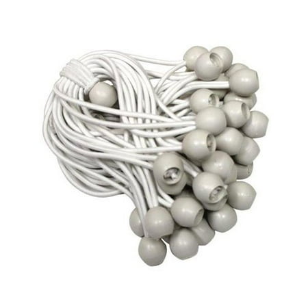 Super Tie Downs - 100pc Ball Bungee Cords- 6 long Ball Tie Downs - white