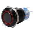 thumbnail image 1 of 19Mm 12V On/Off Black Waterproof Self-Locking Latch Push Button Flate Switch Red Led,Self-Locking Switch, 1 of 3