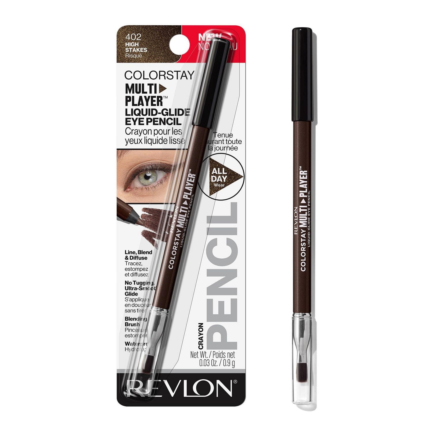 Traceur liquide pour les yeux Revlon ColorStay Multiplayer™, Crayon pour les yeux polyvalent avec un pinceau à estomper, 0.9g 12H Tenue, Tenue hydrofuge.