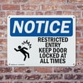 thumbnail image 4 of (2 Pack) Restricted Entry Keep Door Locked OSHA Notice Sign 24 Inch X 18 Inch Indoor / Outdoor Rust-Free Aluminum Metal Signs for Workplace, Workshop, and Construction Site, Made in the, 4 of 8