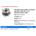thumbnail image 2 of Rear Wheel Hub Assembly - Compatible with 2004 - 2008, 2010 - 2011 Mitsubishi Endeavor AWD 2005 2006 2007, 2 of 2