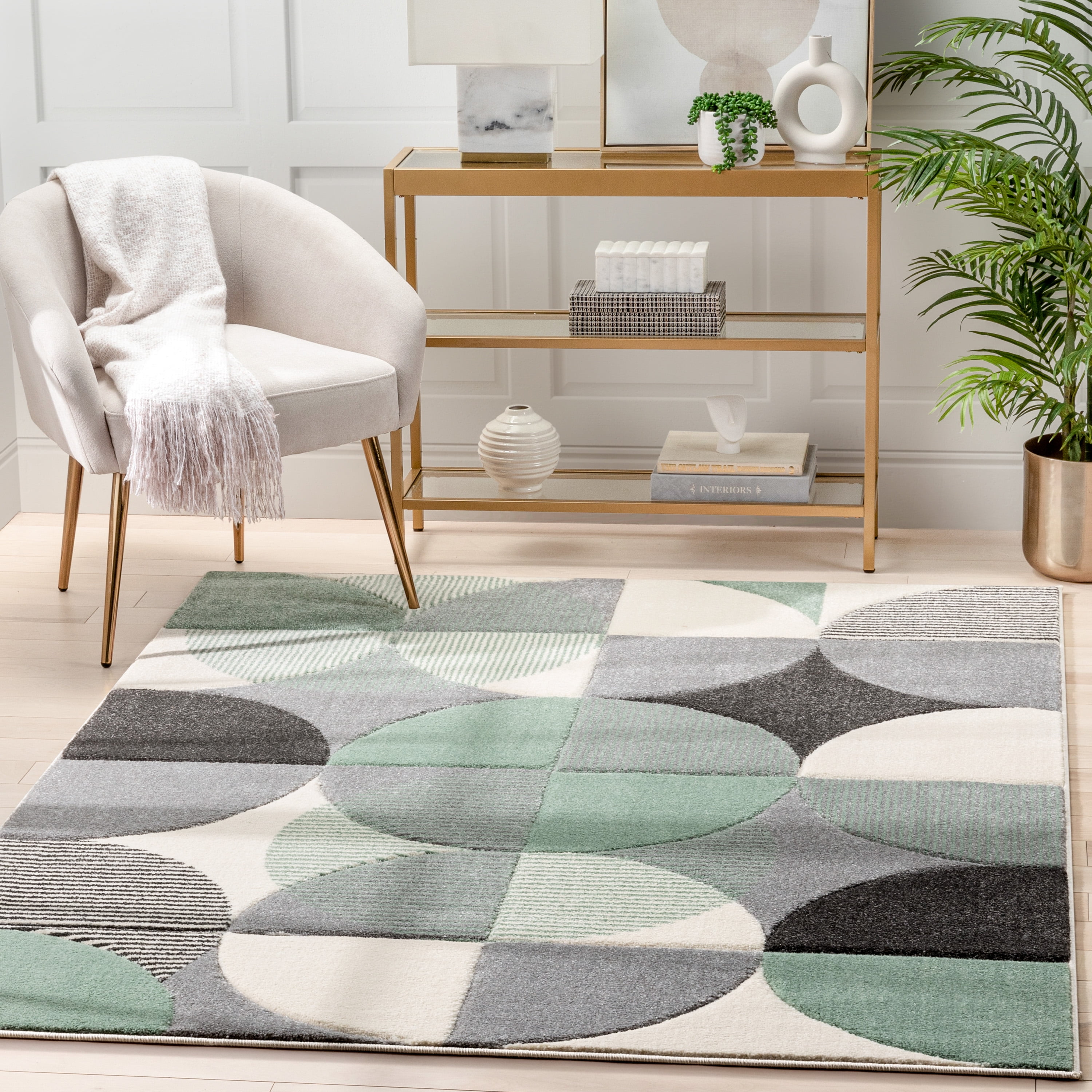 Well Woven Astrid Geometric Area Rug, 5.25' x 7.25', Dramatic High-Low Pattern, Easily Matchable Color Palette, Wood Floor Safe Backing