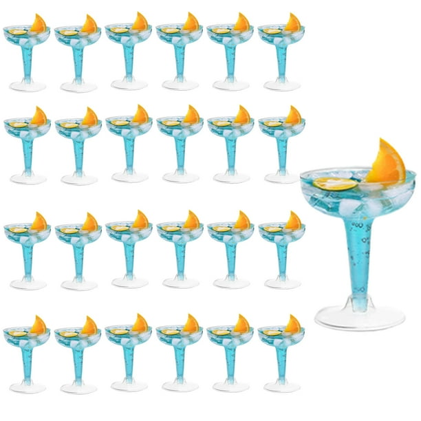Vasos de acrílico desechables para margaritas, 25 piezas, vasos de plástico para champán, vasos de champán de 5 oz, vasos transparentes para mimosa, vasos de cóctel reutilizables para bodas, Navidad