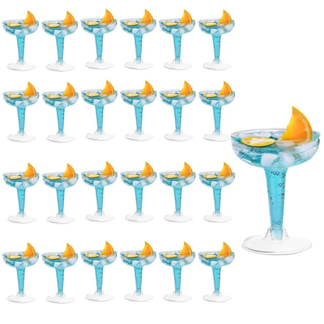 Vasos de acrílico desechables para margaritas, 25 piezas, vasos de plástico para champán, vasos de champán de 5 oz, vasos transparentes para mimosa, vasos de cóctel reutilizables para bodas, Navidad
