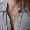 thumbnail image 1 of Multilayer Necklace 3 Tier Pendant Long Chain Women Accessories(silver), 1 of 5