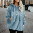 thumbnail image 2 of Women's Fuzzy Fleece MAMA Printed Hoodies Drawstring Hooded Long Sleeve Casual Sweatshirts Fashion Oversized Tops (3XL, Blue), 2 of 4