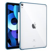 MoKo Case - New iPad Air 4th Generation Case 2020 [Support Touch ID and Apple Pencil 2 Charging], Hard PC Clear Back Cover with TPU Air-Pillow Edge Bumper for iPad 10.9", Twilight Blue