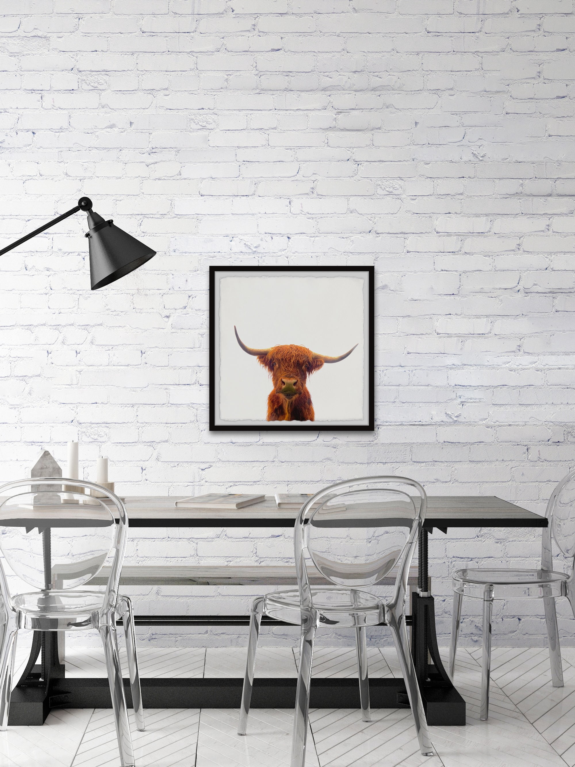 Marmont Hill The Orange Buffalo Framed Wall Art, 18" x 18"