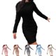 thumbnail image 3 of Women Bodycon Mini Jumper Dress Ladies Long Sleeve Party Sweater Knitted Dresses, 3 of 8