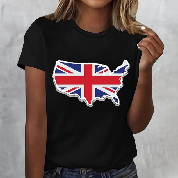 Fiudx Liquidación de Ahorros de Verano Camisa Superior Informal de Manga Corta con Cuello Redondo y Estampado Informal y Moderno para Mujer