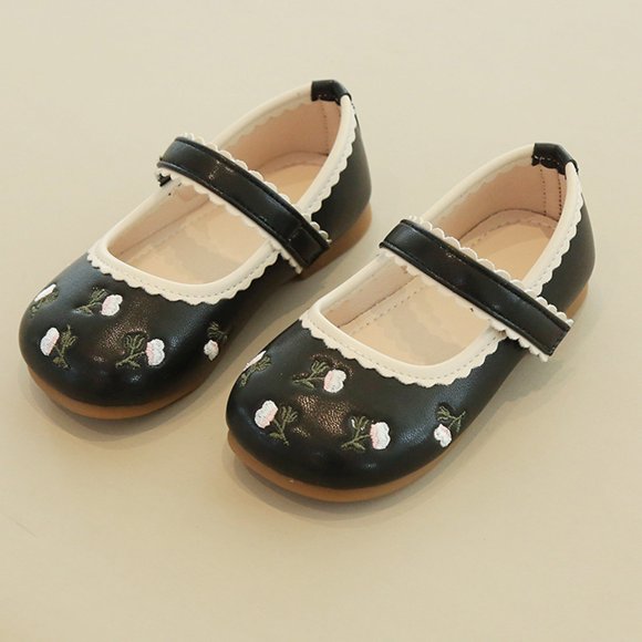 Girl's Sandals Ohufall Fall New Little Girl Embroidered Children's Soft Sole Princess Shoes
