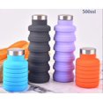 thumbnail image 2 of Botella De Agua Plegable, Botellas De Agua Plegables De Silicona Reutilizables para Viajes, Gimnasio, Camping, Senderismo, Botella De Agua Deportiva Portátil A Prueba De Fugas-Naranja Rojo Verde, 2 of 3