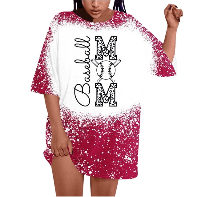 T-shirts Décontractés pour Femmes Haut de Baseball Manches Courtes Col Rond Hauts Courts pour Femmes Polyester 1 Pce