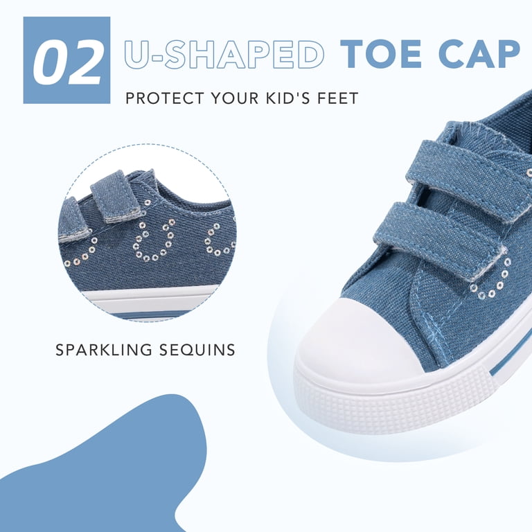 FUNCOO PLUS Toddler Kids Sneakers Girls Canvas Shoes with Hook and