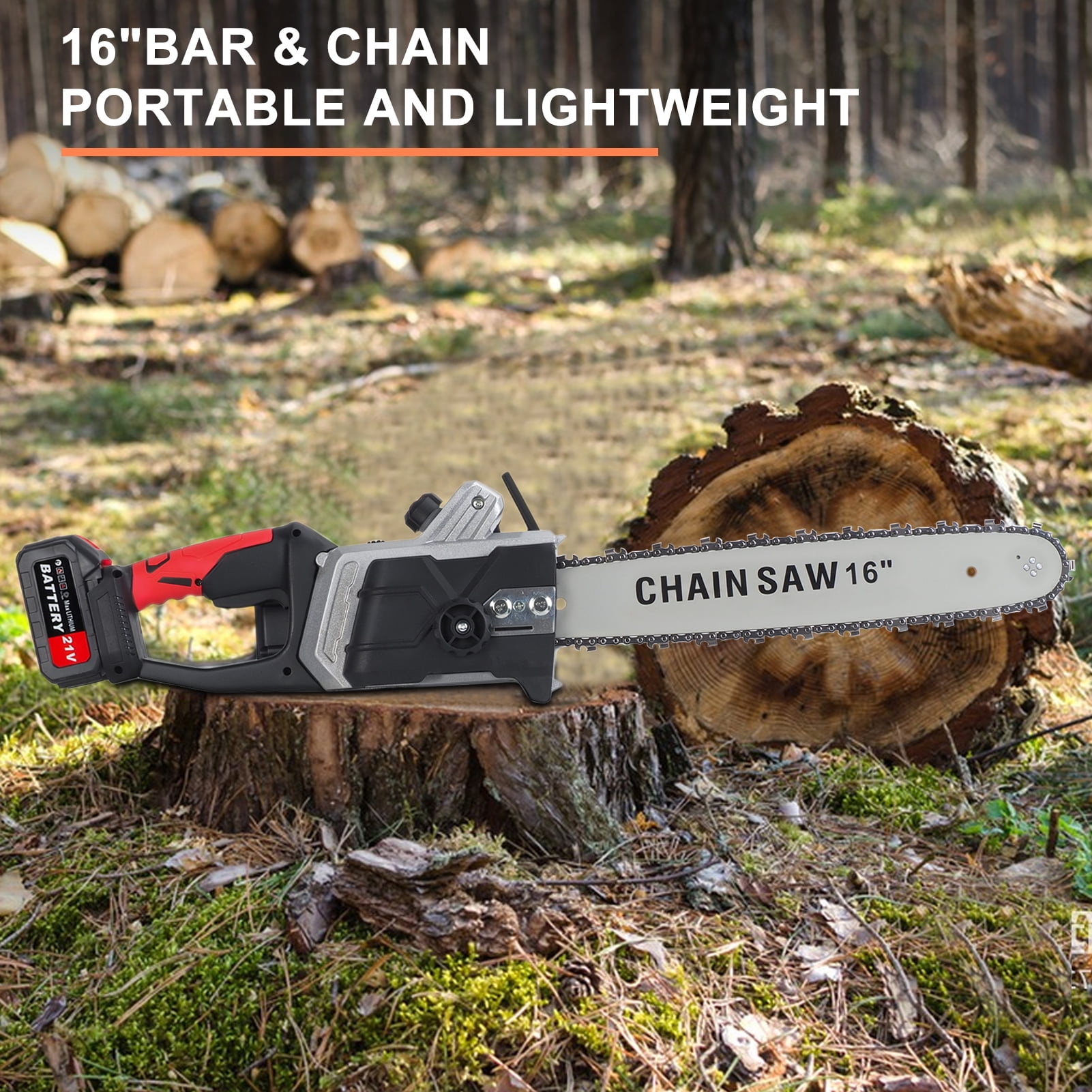 Yedigre Cordless Chainsaw, Brushless Motor Electric Chainsaw, Battery Powered Chainsaw, 16 inch