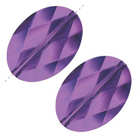Swarovski Crystal Oval Beads - Swarovski Crystal, #5050 Oval Beads 14mm, 2 Pieces, Amethyst