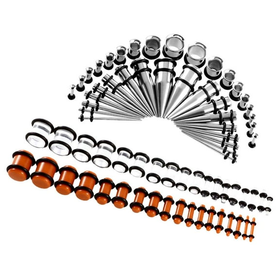 EHJRE 72Pcs Ear Plug Set Metal Ear Tapers Kit Stretching Expander Stretchers Gauge 4